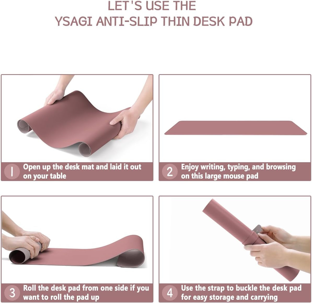 Large Non-Slip Leather Desk Pad - Waterproof Laptop and Keyboard Mat, Table Protector Blotter, Ideal for Office, Home, and Decor (Dark Pink, 35.4" x 17")